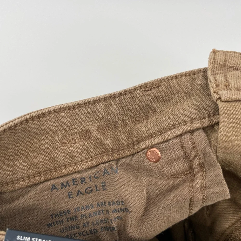 American Eagle Slim Straight Easyflex Jeans Toasted Almond Brown 30x30 NEW